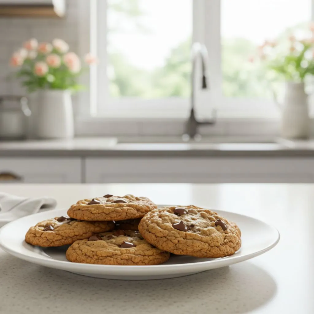 Freshly baked Crisco Chocolate Chip Cookies cooling on a wire rack.